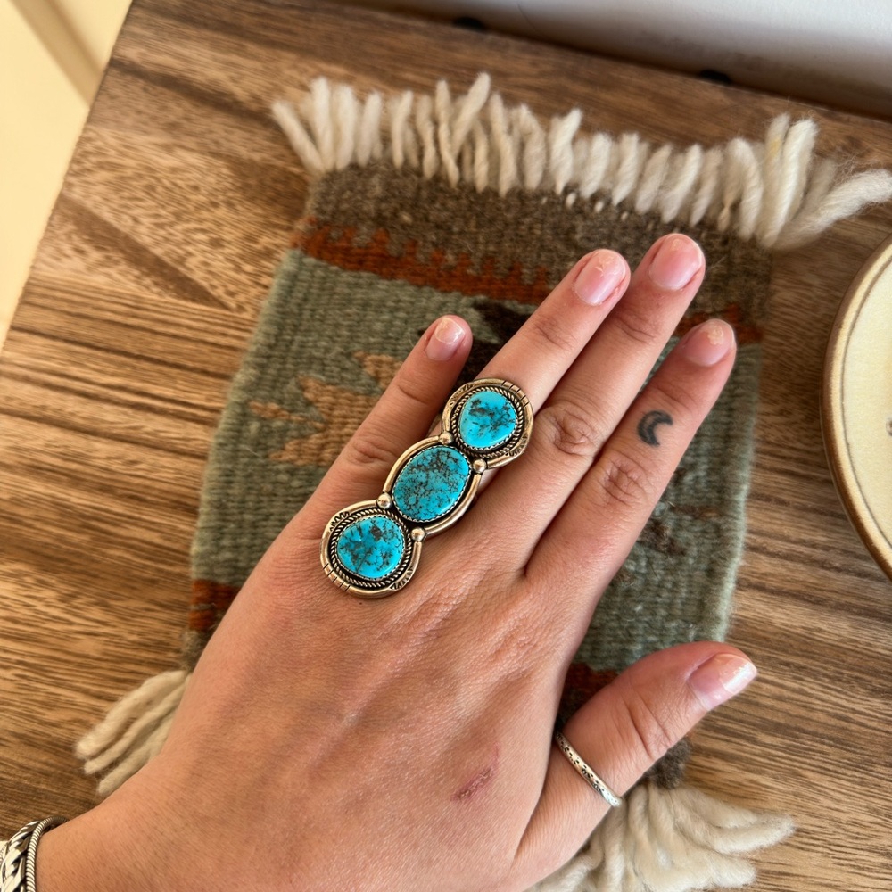 Large Statement Kingman Turquoise Ring - image 3